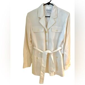 Diane von Furstenberg Silk Linen Belted Safari Jacket Sz Small